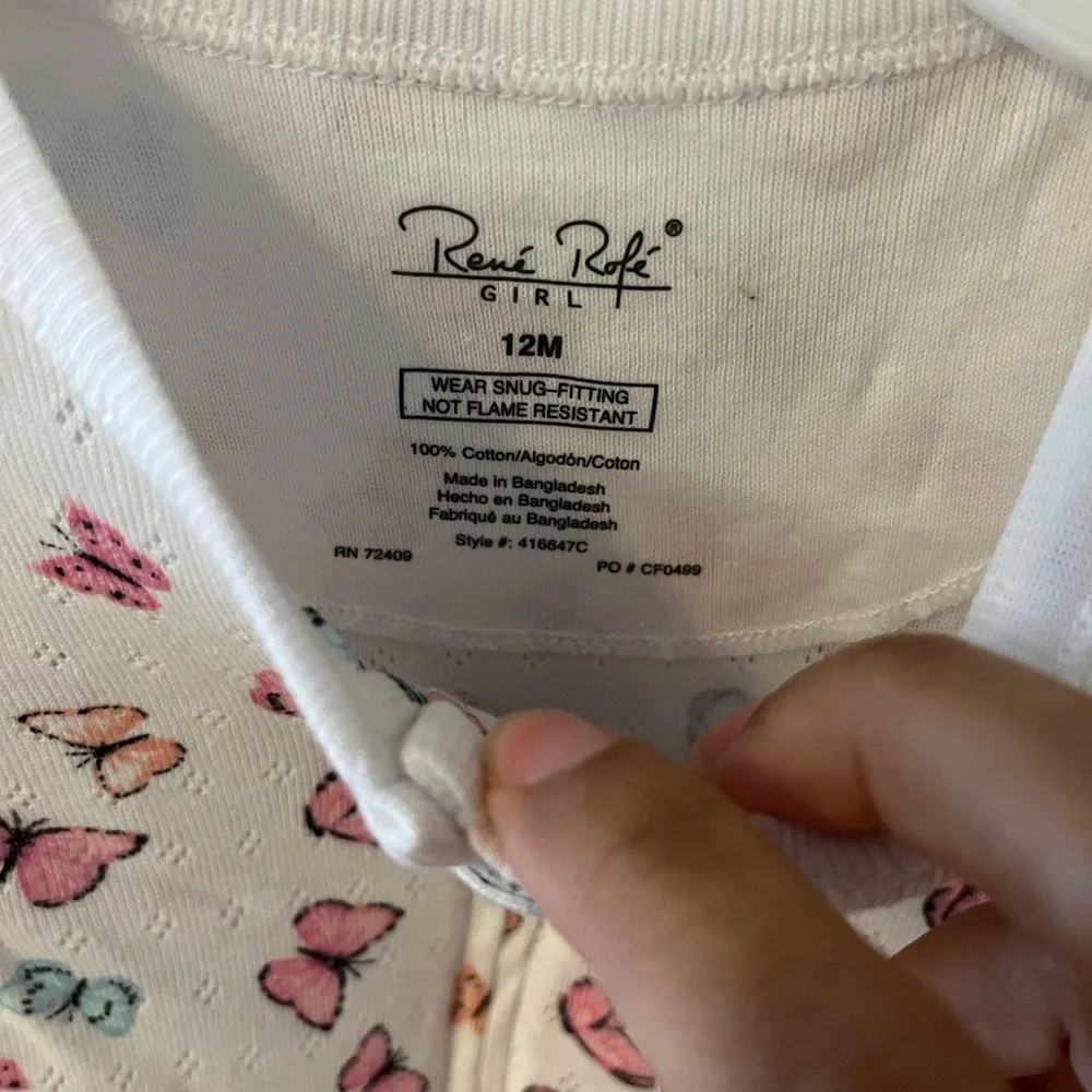 Butterfly baby zipper pajamas
